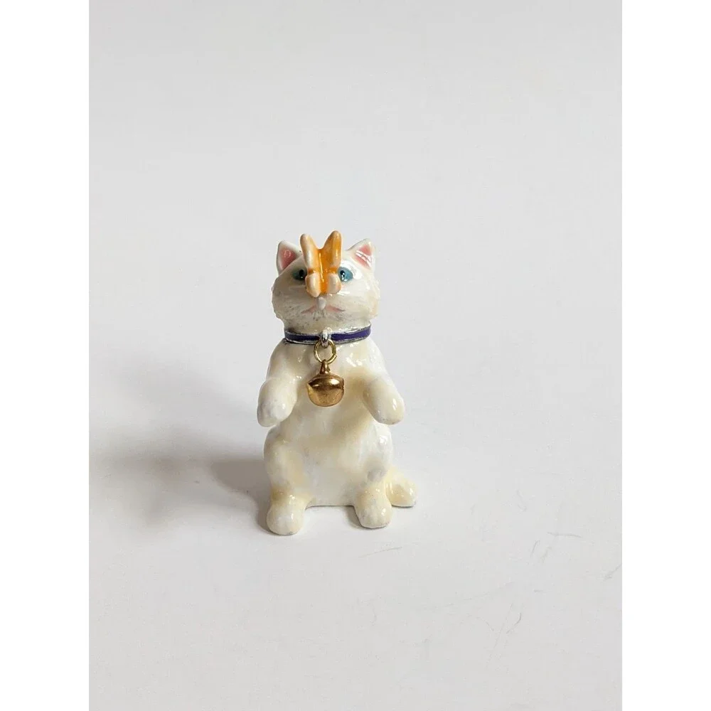 Monet 2012 Enamel‎ Cat Hinged Keepsake Trinket Box w/ Butterfly & Hidden Charm